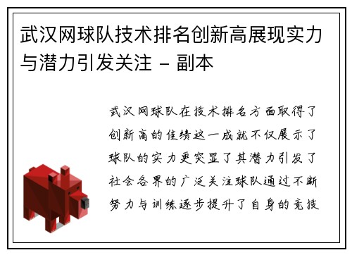 武汉网球队技术排名创新高展现实力与潜力引发关注 - 副本